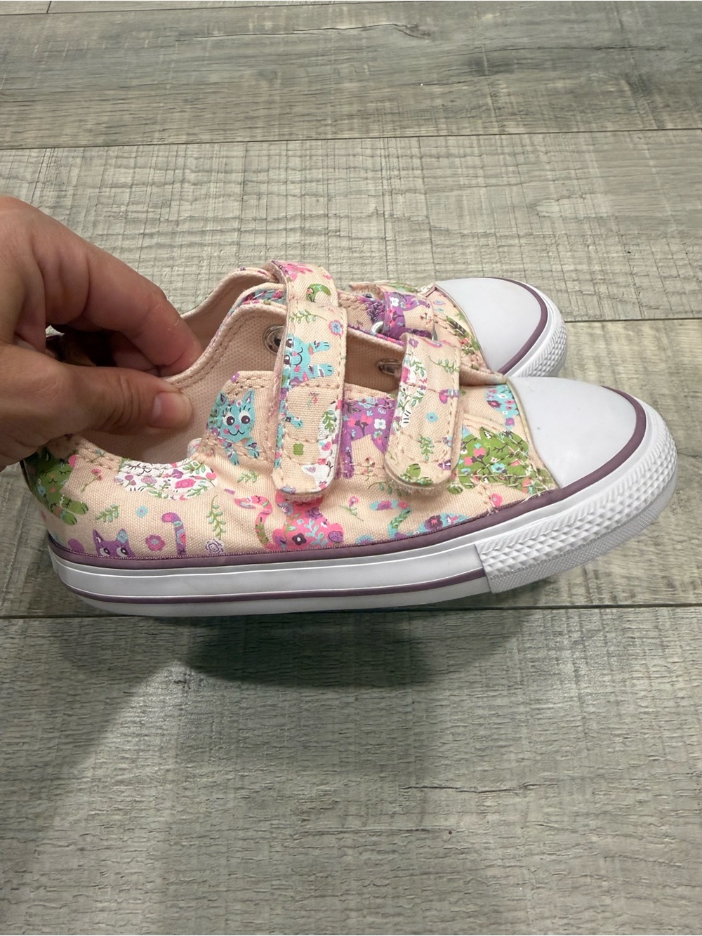 Converse Girls Pink Floral Velcro Canvas Sneakers